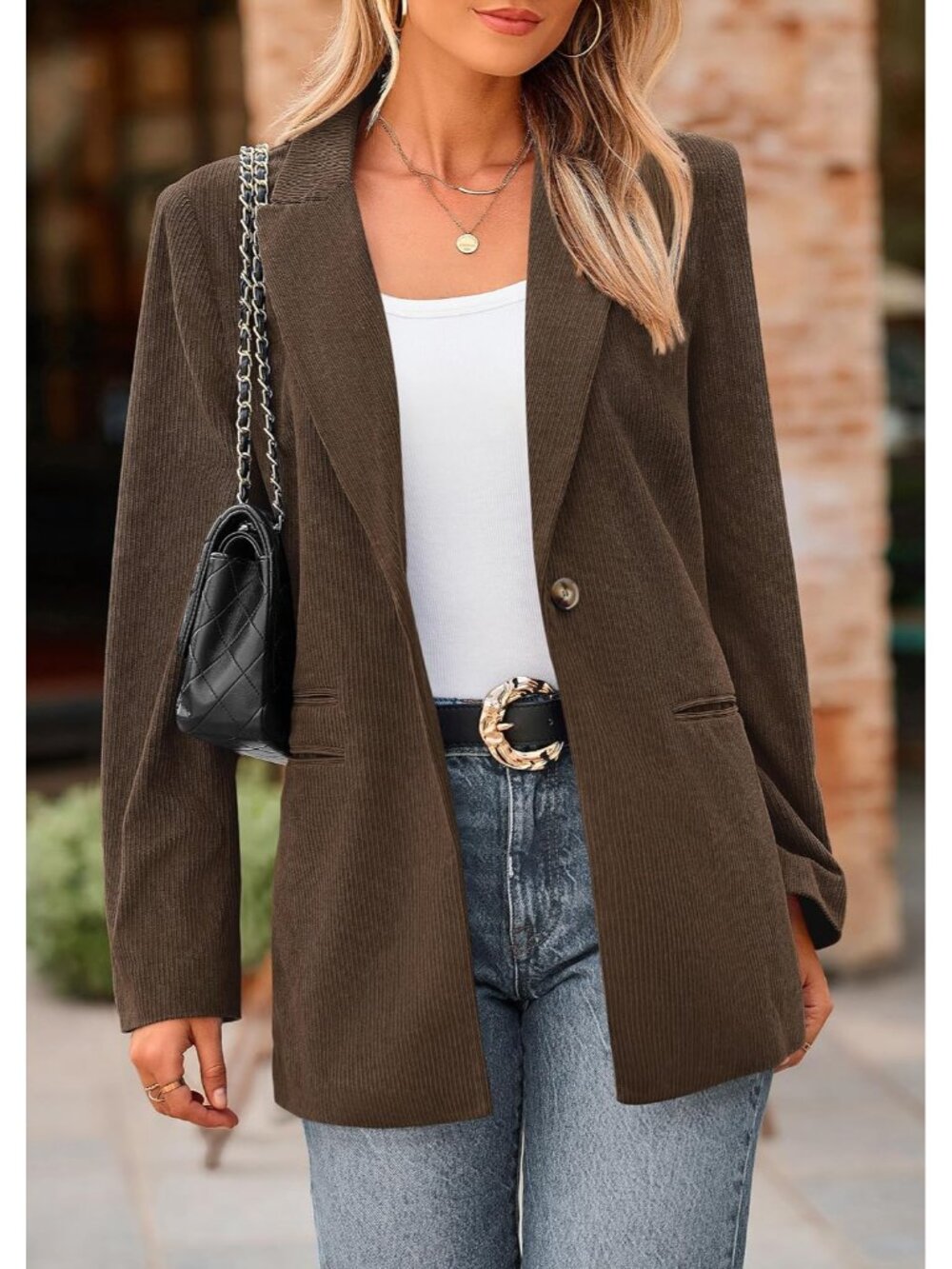 Women's Winter Corduroy Blazers Jackets - Picture 4 of 8